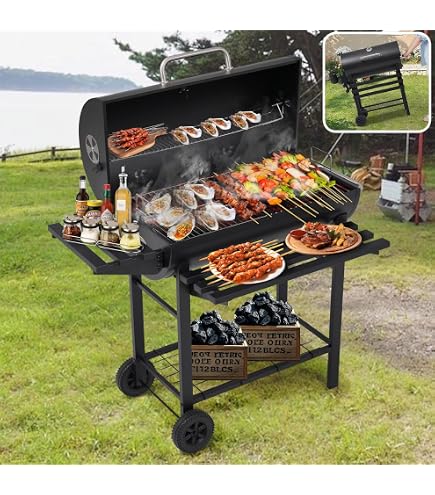 Amazon.co.jp: バーベキューコンロ BBQグリル 引き出し式灰受け 温度計